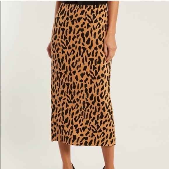 DVF Silk Blend Leopard Midi Skirt - Picture 2 of 6